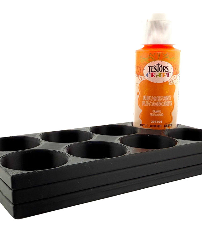 Jeff Did It! - Testors 2oz Bottle Holder - Holds 8 Bottles w/Anti-Slip Rubber Feet  Holds Testors Craft 2oz Bottles 2oz , etc - 3D Printed