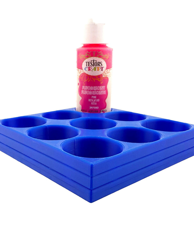 Jeff Did It! - Testors 2oz Bottle Holder - Holds 9 Bottles w/Anti-Slip Rubber Feet  Holds Testors Craft 2oz Bottles 2oz , etc - 3D Printed