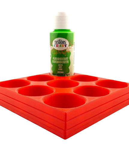 Jeff Did It! - Testors 2oz Bottle Holder - Holds 9 Bottles w/Anti-Slip Rubber Feet  Holds Testors Craft 2oz Bottles 2oz , etc - 3D Printed