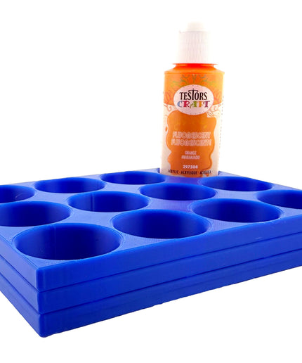 Jeff Did It! - Testors 2oz Bottle Holder - Holds 12 Bottles w/Anti-Slip Rubber Feet  Holds Testors Craft 2oz Bottles 2oz , etc - 3D Printed