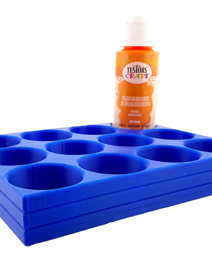 Jeff Did It! - Testors 2oz Bottle Holder - Holds 12 Bottles w/Anti-Slip Rubber Feet  Holds Testors Craft 2oz Bottles 2oz , etc - 3D Printed