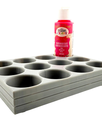 Jeff Did It! - Testors 2oz Bottle Holder - Holds 12 Bottles w/Anti-Slip Rubber Feet  Holds Testors Craft 2oz Bottles 2oz , etc - 3D Printed