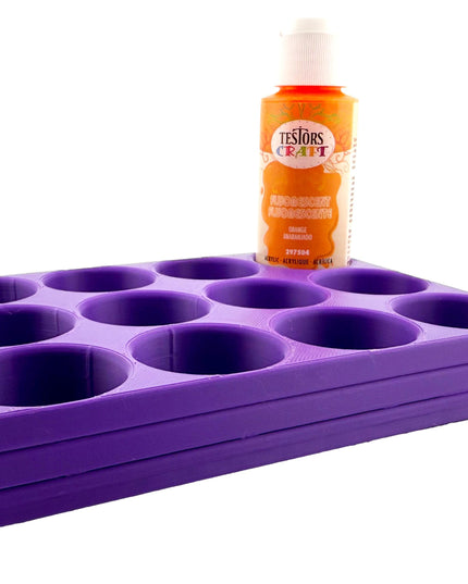Jeff Did It! - Testors 2oz Bottle Holder - Holds 12 Bottles w/Anti-Slip Rubber Feet  Holds Testors Craft 2oz Bottles 2oz , etc - 3D Printed