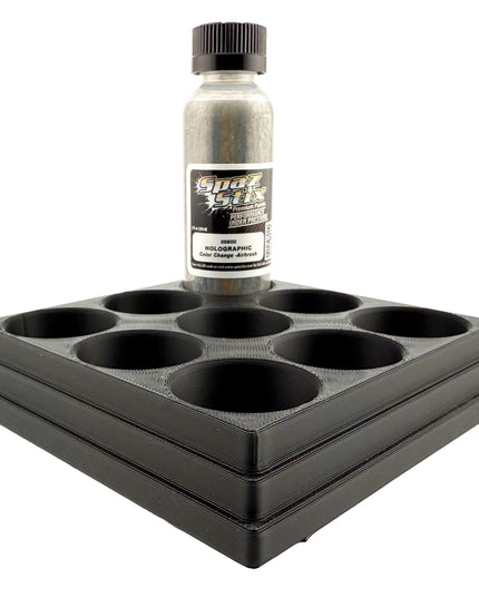Jeff Did It! - Spaz Stix 2oz Airbrush Bottle Holders - Holds 9 Spaz Stix 2oz Airbrush Bottles  with Anti-Slip Rubber Feet - 3D Printed