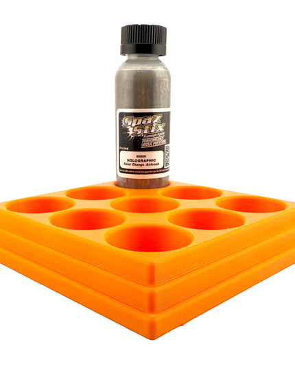 Jeff Did It! - Spaz Stix 2oz Airbrush Bottle Holders - Holds 9 Spaz Stix 2oz Airbrush Bottles  with Anti-Slip Rubber Feet - 3D Printed