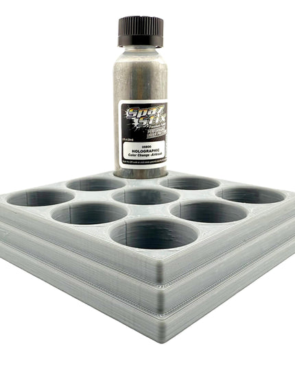 Jeff Did It! - Spaz Stix 2oz Airbrush Bottle Holders - Holds 9 Spaz Stix 2oz Airbrush Bottles  with Anti-Slip Rubber Feet - 3D Printed