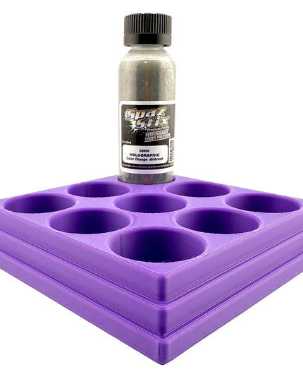 Jeff Did It! - Spaz Stix 2oz Airbrush Bottle Holders - Holds 9 Spaz Stix 2oz Airbrush Bottles  with Anti-Slip Rubber Feet - 3D Printed