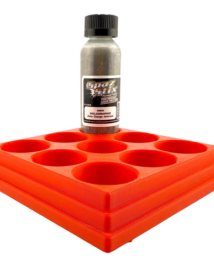 Jeff Did It! - Spaz Stix 2oz Airbrush Bottle Holders - Holds 9 Spaz Stix 2oz Airbrush Bottles  with Anti-Slip Rubber Feet - 3D Printed
