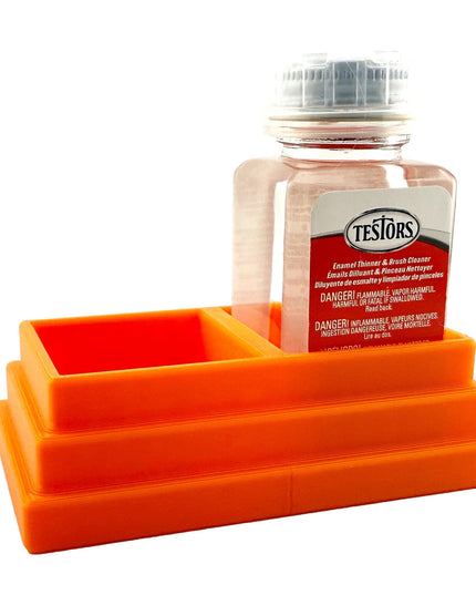 Jeff Did It! - Testors Brush Cleaner Holder 1.75oz Bottle - Holds 2 Bottles - Anti-Slip Rubber Feet - 3D Printed - Made in the USA