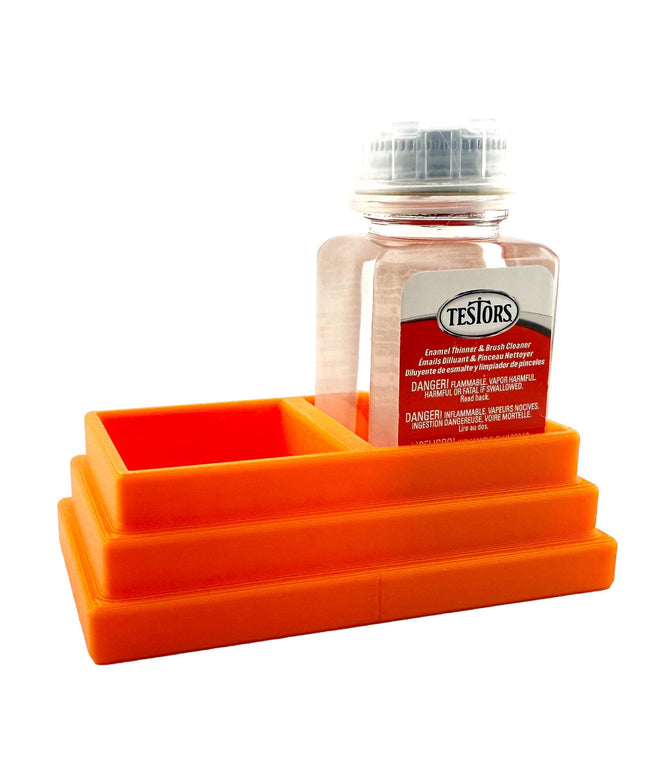 Jeff Did It! - Testors Brush Cleaner Holder 1.75oz Bottle - Holds 2 Bottles - Anti-Slip Rubber Feet - 3D Printed - Made in the USA