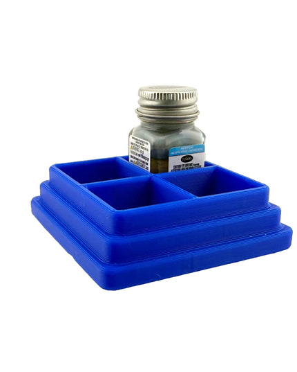 Jeff Did It! - Testors .25oz Paint Bottle Holder - Holds 4 Bottles - Anti-Slip Rubber Feet - 3D Printed - Made in the USA