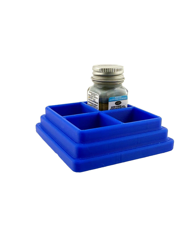 Jeff Did It! - Testors .25oz Paint Bottle Holder - Holds 4 Bottles - Anti-Slip Rubber Feet - 3D Printed - Made in the USA