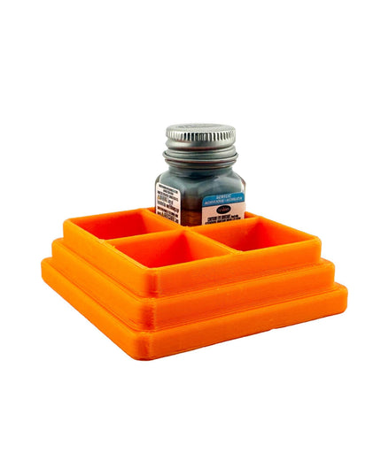 Jeff Did It! - Testors .25oz Paint Bottle Holder - Holds 4 Bottles - Anti-Slip Rubber Feet - 3D Printed - Made in the USA