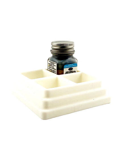 Jeff Did It! - Testors .25oz Paint Bottle Holder - Holds 4 Bottles - Anti-Slip Rubber Feet - 3D Printed - Made in the USA