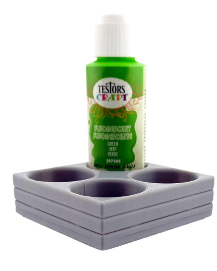Jeff Did It! - Testors 2oz Bottle Holder - Holds 4 Bottles w/Anti-Slip Rubber Feet  Holds Testors Craft 2oz Bottles 2oz , etc - 3D Printed