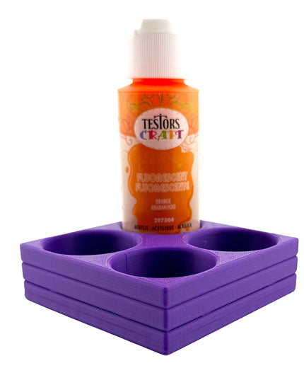 Jeff Did It! - Testors 2oz Bottle Holder - Holds 4 Bottles w/Anti-Slip Rubber Feet  Holds Testors Craft 2oz Bottles 2oz , etc - 3D Printed