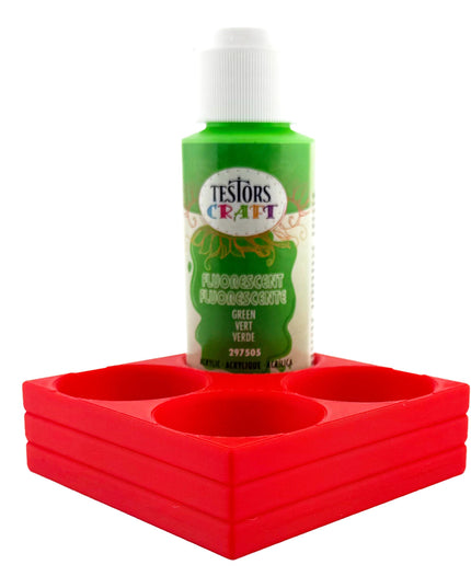 Jeff Did It! - Testors 2oz Bottle Holder - Holds 4 Bottles w/Anti-Slip Rubber Feet Holds Testors Craft 2oz Bottles 2oz , etc - 3D Printed