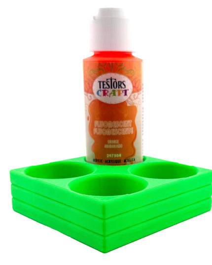 Jeff Did It! - Testors 2oz Bottle Holder - Holds 4 Bottles w/Anti-Slip Rubber Feet  Holds Testors Craft 2oz Bottles 2oz , etc - 3D Printed