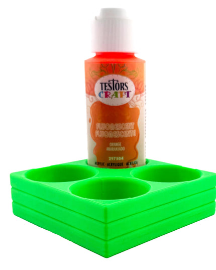 Jeff Did It! - Testors 2oz Bottle Holder - Holds 4 Bottles w/Anti-Slip Rubber Feet Holds Testors Craft 2oz Bottles 2oz , etc - 3D Printed