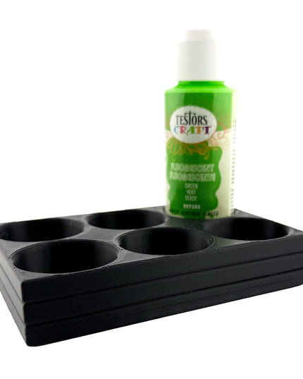 Jeff Did It! - Testors 2oz Bottle Holder - Holds 6 Bottles w/Anti-Slip Rubber Feet  Holds Testors Craft 2oz Bottles 2oz , etc - 3D Printed