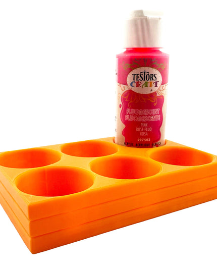 Jeff Did It! - Testors 2oz Bottle Holder - Holds 6 Bottles w/Anti-Slip Rubber Feet  Holds Testors Craft 2oz Bottles 2oz , etc - 3D Printed