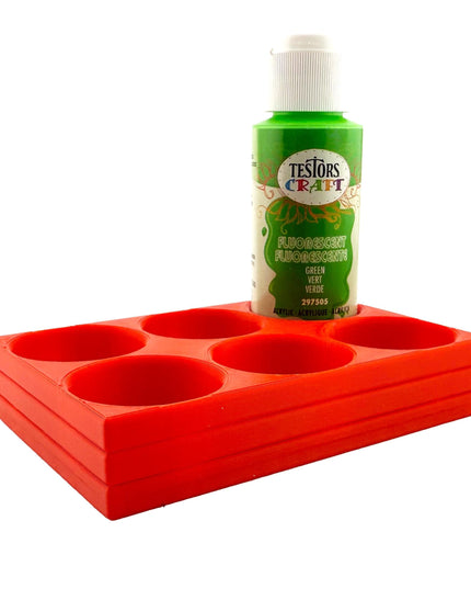 Jeff Did It! - Testors 2oz Bottle Holder - Holds 6 Bottles w/Anti-Slip Rubber Feet  Holds Testors Craft 2oz Bottles 2oz , etc - 3D Printed
