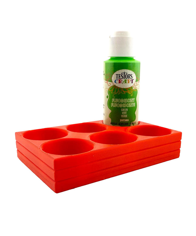 Jeff Did It! - Testors 2oz Bottle Holder - Holds 6 Bottles w/Anti-Slip Rubber Feet  Holds Testors Craft 2oz Bottles 2oz , etc - 3D Printed