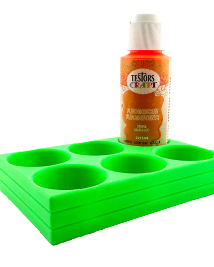 Jeff Did It! - Testors 2oz Bottle Holder - Holds 6 Bottles w/Anti-Slip Rubber Feet  Holds Testors Craft 2oz Bottles 2oz , etc - 3D Printed