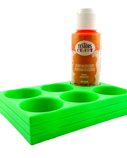 Jeff Did It! - Testors 2oz Bottle Holder - Holds 6 Bottles w/Anti-Slip Rubber Feet  Holds Testors Craft 2oz Bottles 2oz , etc - 3D Printed