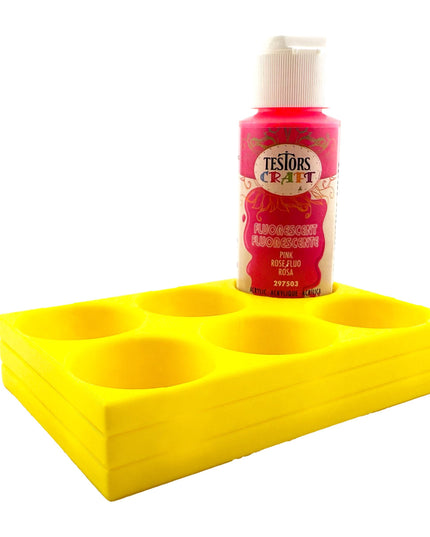 Jeff Did It! - Testors 2oz Bottle Holder - Holds 6 Bottles w/Anti-Slip Rubber Feet  Holds Testors Craft 2oz Bottles 2oz , etc - 3D Printed