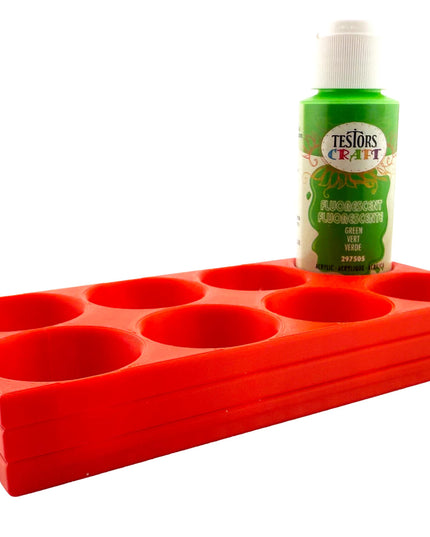 Jeff Did It! - Testors 2oz Bottle Holder - Holds 8 Bottles w/Anti-Slip Rubber Feet  Holds Testors Craft 2oz Bottles 2oz , etc - 3D Printed