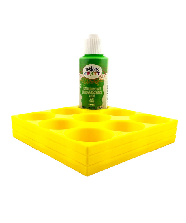 Jeff Did It! - Testors 2oz Bottle Holder - Holds 9 Bottles w/Anti-Slip Rubber Feet  Holds Testors Craft 2oz Bottles 2oz , etc - 3D Printed