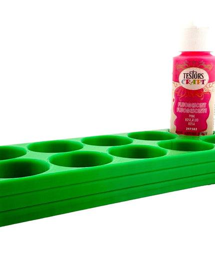 Jeff Did It! - Testors 2oz Bottle Holder - Holds 10 Bottles w/Anti-Slip Rubber Feet  Holds Testors Craft 2oz Bottles 2oz , etc - 3D Printed