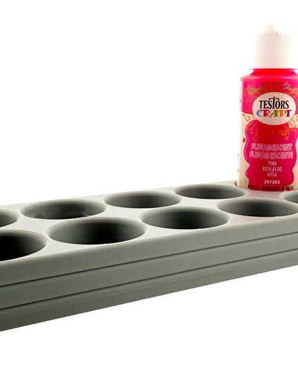 Jeff Did It! - Testors 2oz Bottle Holder - Holds 10 Bottles w/Anti-Slip Rubber Feet  Holds Testors Craft 2oz Bottles 2oz , etc - 3D Printed