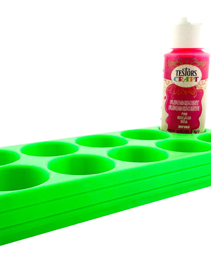 Jeff Did It! - Testors 2oz Bottle Holder - Holds 10 Bottles w/Anti-Slip Rubber Feet  Holds Testors Craft 2oz Bottles 2oz , etc - 3D Printed