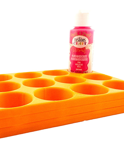 Jeff Did It! - Testors 2oz Bottle Holder - Holds 12 Bottles w/Anti-Slip Rubber Feet  Holds Testors Craft 2oz Bottles 2oz , etc - 3D Printed