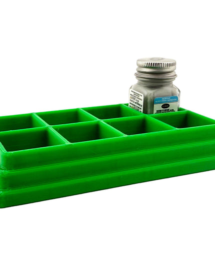 Jeff Did It! - Testors .25oz Paint Bottle Holder - Holds 8 Bottles - Anti-Slip Rubber Feet - 3D Printed - Made in the USA