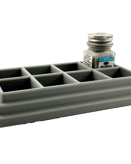 Jeff Did It! - Testors .25oz Paint Bottle Holder - Holds 8 Bottles - Anti-Slip Rubber Feet - 3D Printed - Made in the USA