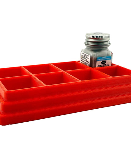 Jeff Did It! - Testors .25oz Paint Bottle Holder - Holds 8 Bottles - Anti-Slip Rubber Feet - 3D Printed - Made in the USA
