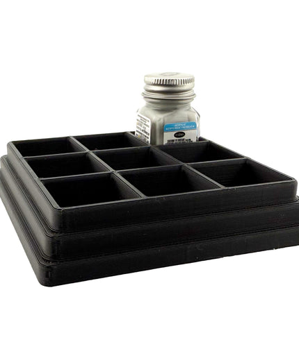 Jeff Did It! - Testors .25oz Paint Bottle Holder - Holds 9 Bottles - Anti-Slip Rubber Feet - 3D Printed - Made in the USA