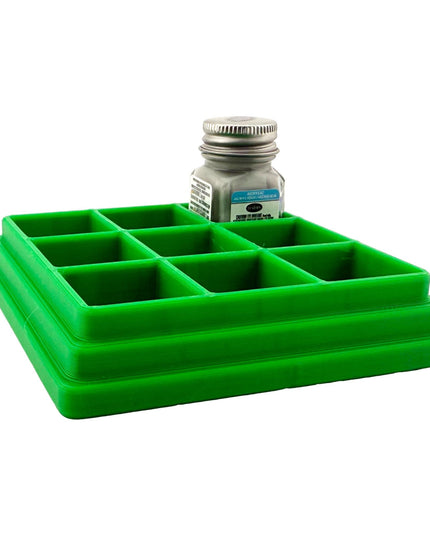 Jeff Did It! - Testors .25oz Paint Bottle Holder - Holds 9 Bottles - Anti-Slip Rubber Feet - 3D Printed - Made in the USA