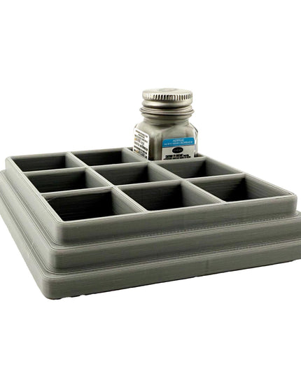 Jeff Did It! - Testors .25oz Paint Bottle Holder - Holds 9 Bottles - Anti-Slip Rubber Feet - 3D Printed - Made in the USA