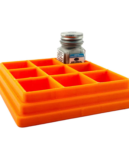 Jeff Did It! - Testors .25oz Paint Bottle Holder - Holds 9 Bottles - Anti-Slip Rubber Feet - 3D Printed - Made in the USA