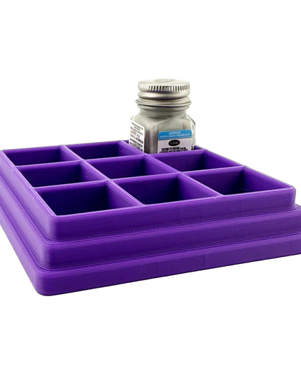 Jeff Did It! - Testors .25oz Paint Bottle Holder - Holds 9 Bottles - Anti-Slip Rubber Feet - 3D Printed - Made in the USA