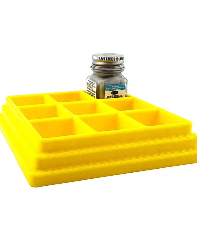 Jeff Did It! - Testors .25oz Paint Bottle Holder - Holds 9 Bottles - Anti-Slip Rubber Feet - 3D Printed - Made in the USA