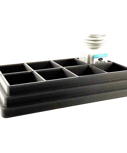 Jeff Did It! - Testors .25oz Paint Bottle Holder - Holds 8 Bottles - Anti-Slip Rubber Feet - 3D Printed - Made in the USA