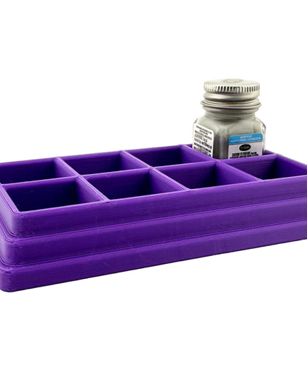 Jeff Did It! - Testors .25oz Paint Bottle Holder - Holds 8 Bottles - Anti-Slip Rubber Feet - 3D Printed - Made in the USA