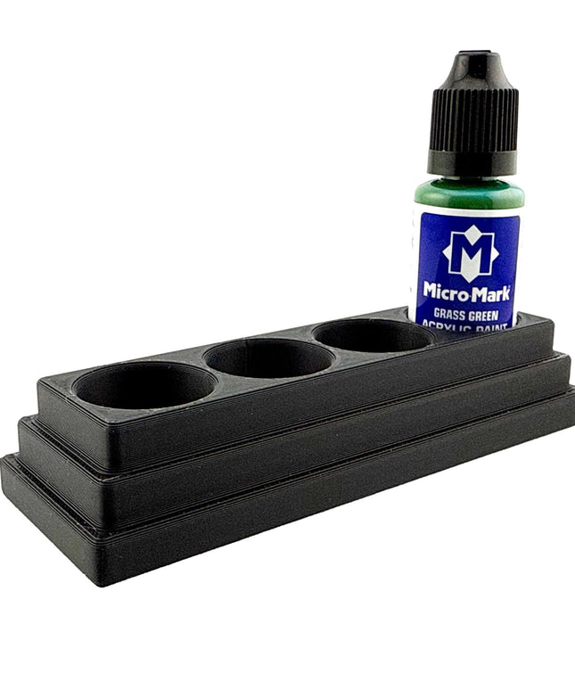 Jeff Did It! - Micro-Mark 20ml Bottle Holder Long Style - Holds 4 Micro-Mark 20ml Paint Bottles - With Anti-Slip Rubber Feet - 3D Printed
