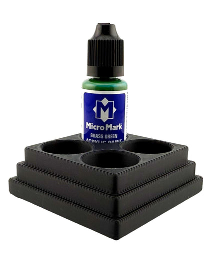 Jeff Did It! - Micro-Mark 20ml Bottle Holder Square Style - Holds 4 Micro-Mark 20ml Paint Bottles - With Anti-Slip Rubber Feet - 3D Printed
