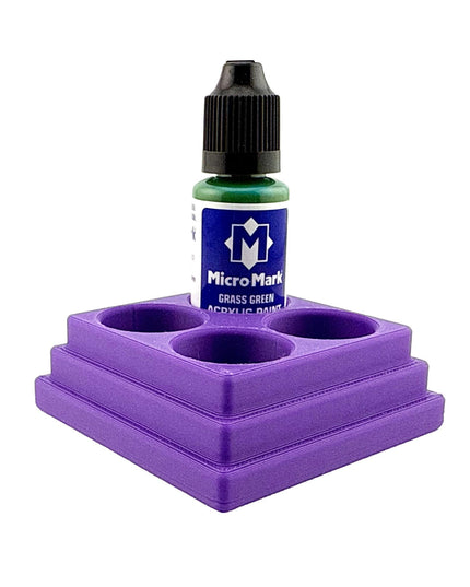 Jeff Did It! - Micro-Mark 20ml Bottle Holder Square Style - Holds 4 Micro-Mark 20ml Paint Bottles - With Anti-Slip Rubber Feet - 3D Printed